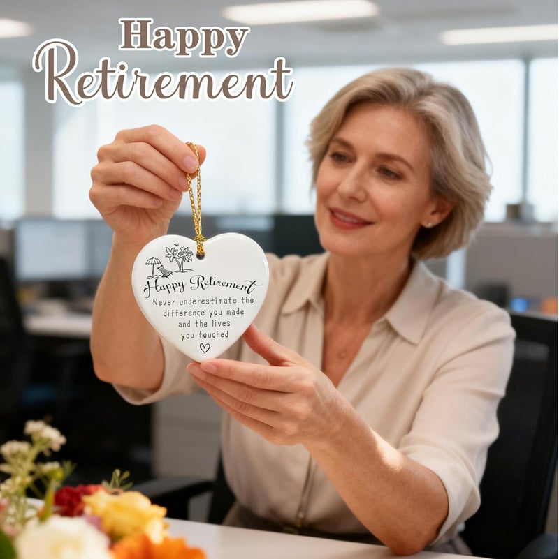Jocidea Happy Retirement Gifts | Retirement Gifts for Women, Men, Coworker, Boss, Employee, Teacher, Nurse | Thank You Gift, Appreciation Gift for Women Men | Ceramic Heart Christmas Ornament - Image 3